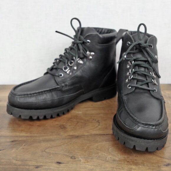 St. John's Bay Other - Men's Black Leather Lace Up Moccasin Style Ankle Boots Size 9.5